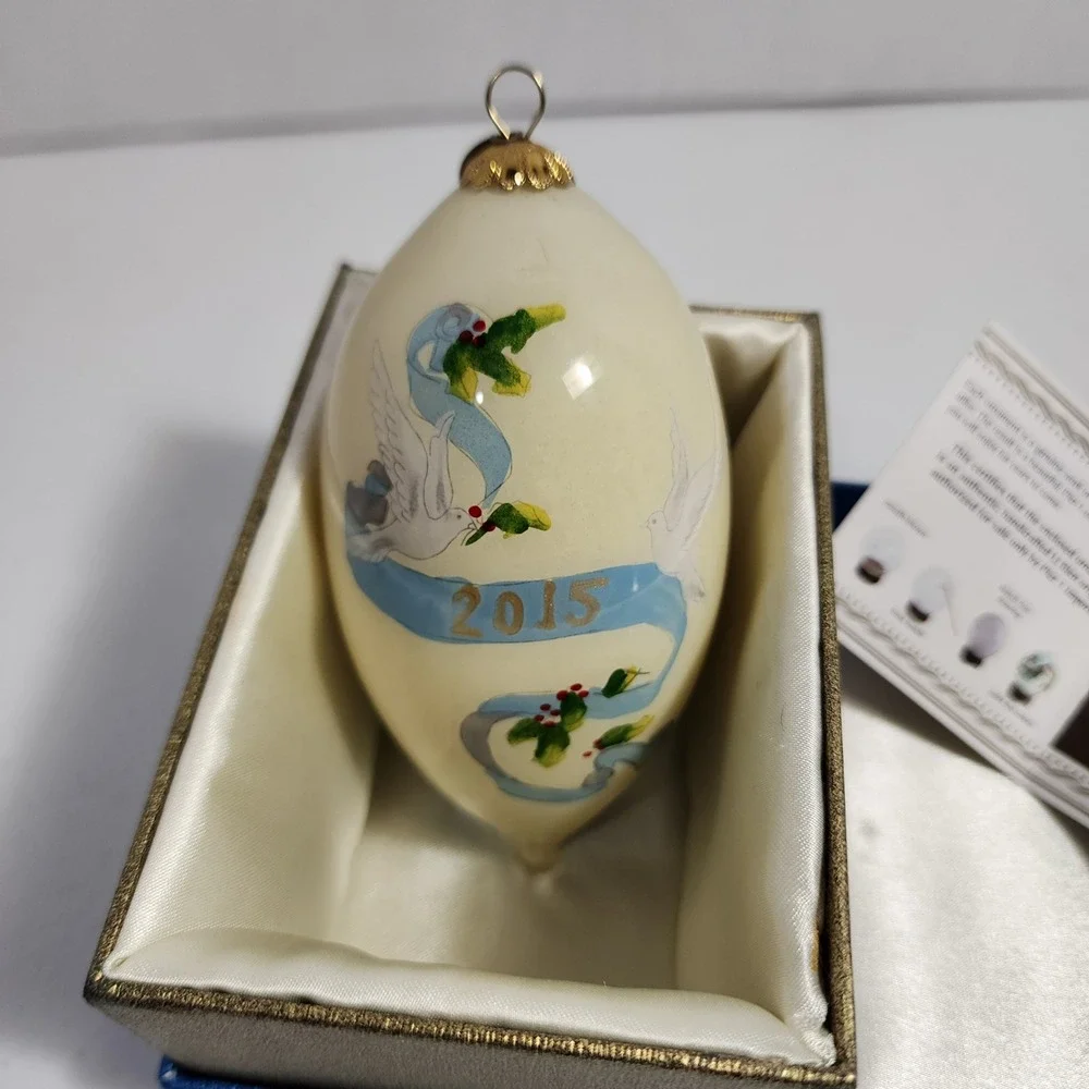 Pier 1 Li Bien 2015 Angel with Harp Hand Painted Glass Christmas Ornament Boxed